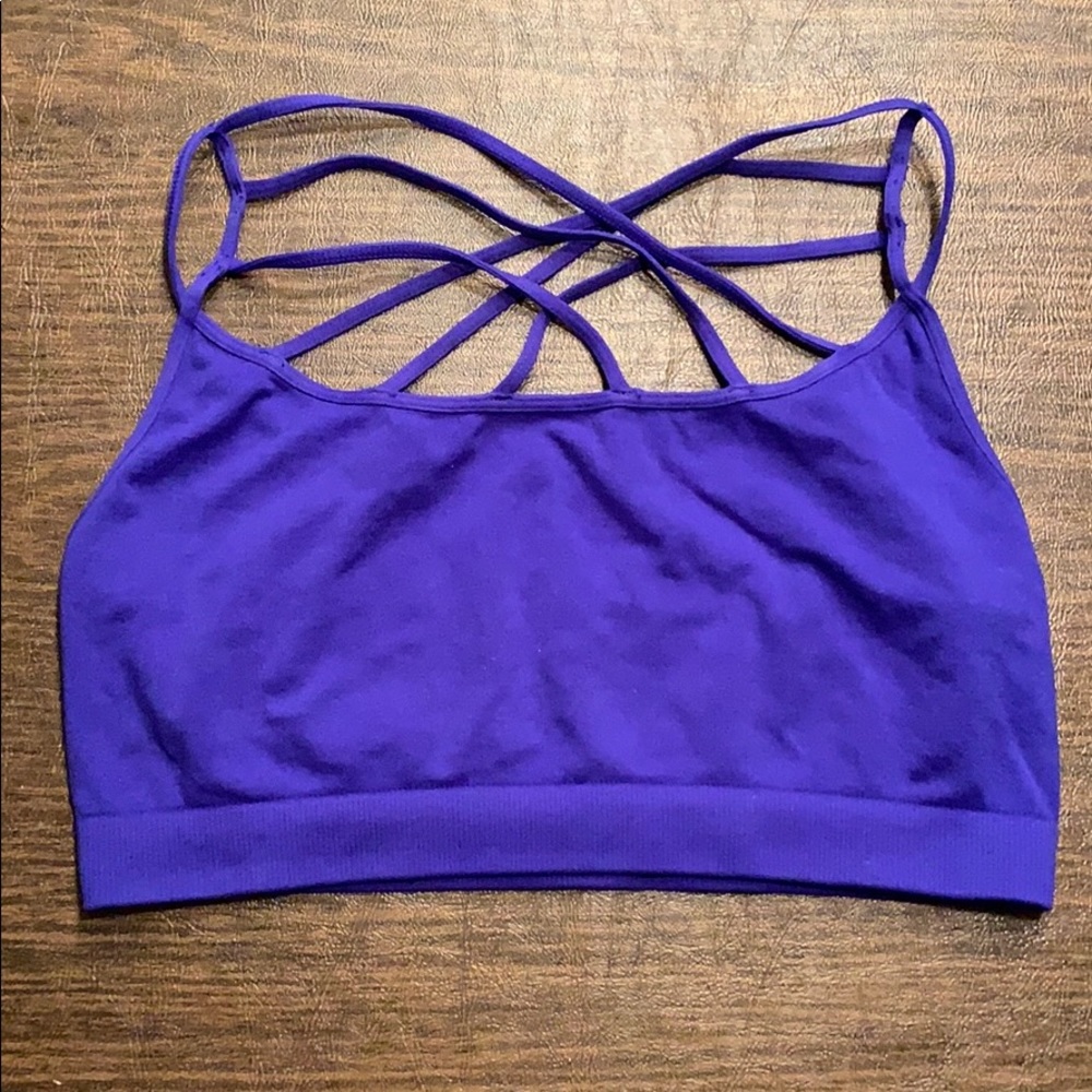 Blue Strappy Sports Bra